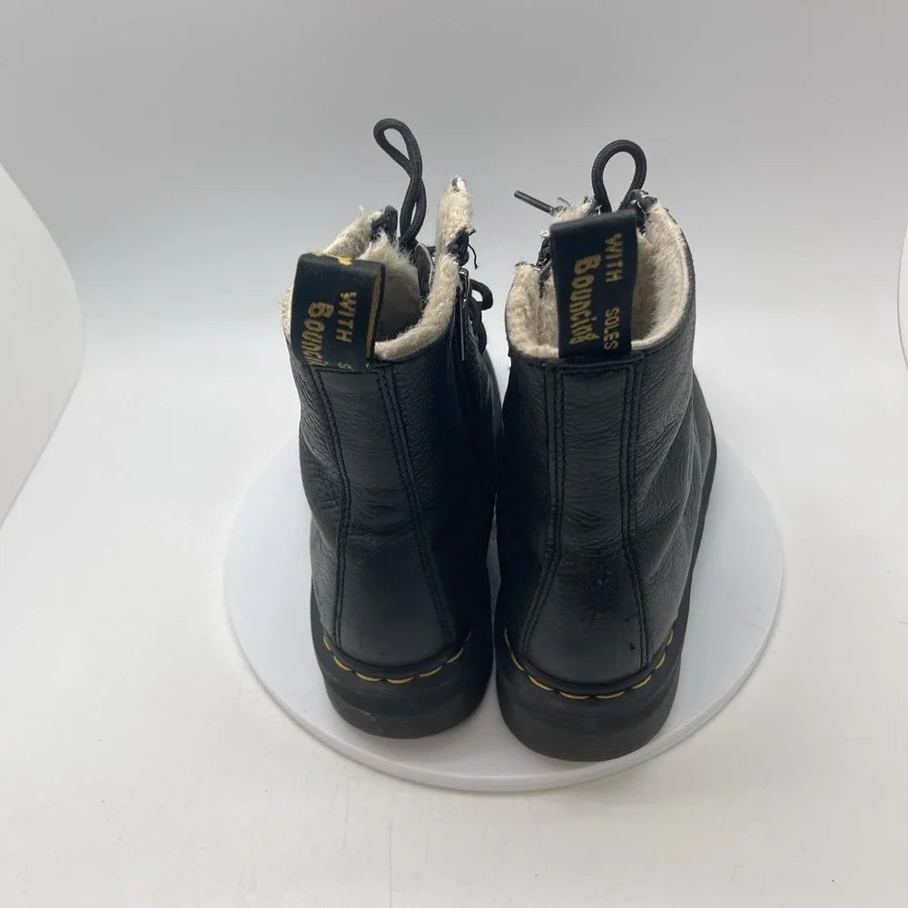 Dr Martens Boots Womens Size 8 Jadon Faux Fur Lined Black Leather Ankle Platform - Picture 4 of 9
